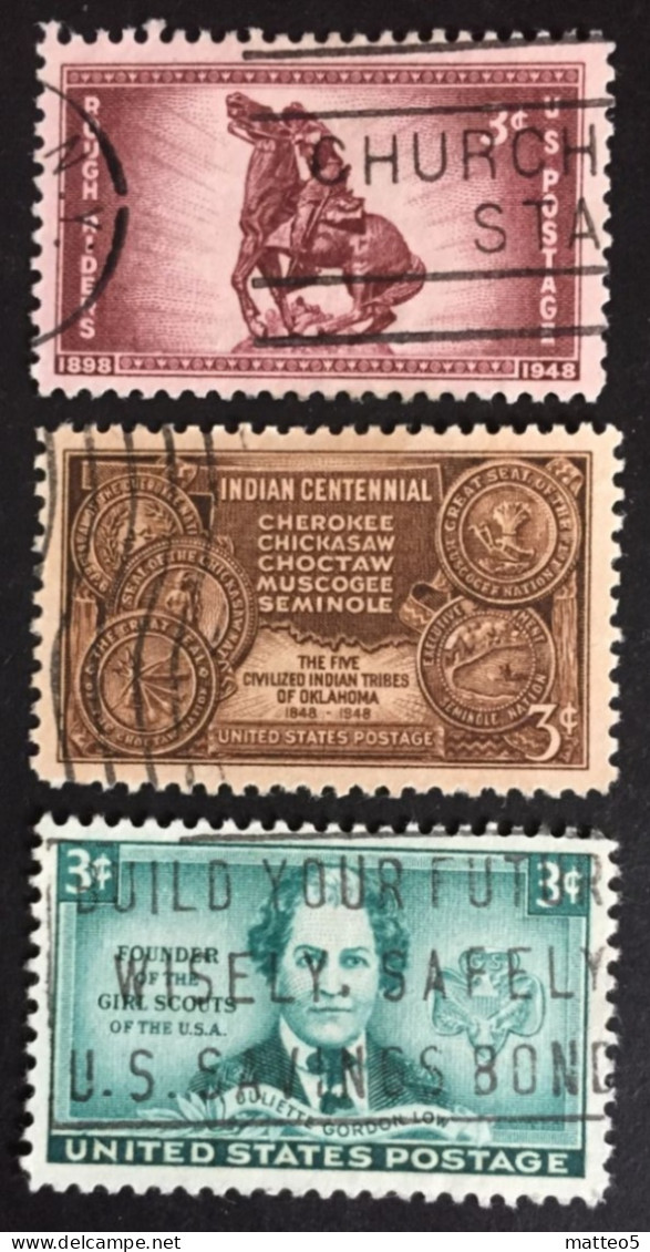 1948 United States - Rough Riders, Indian Centennial, Girl Scout - Used - Used Stamps