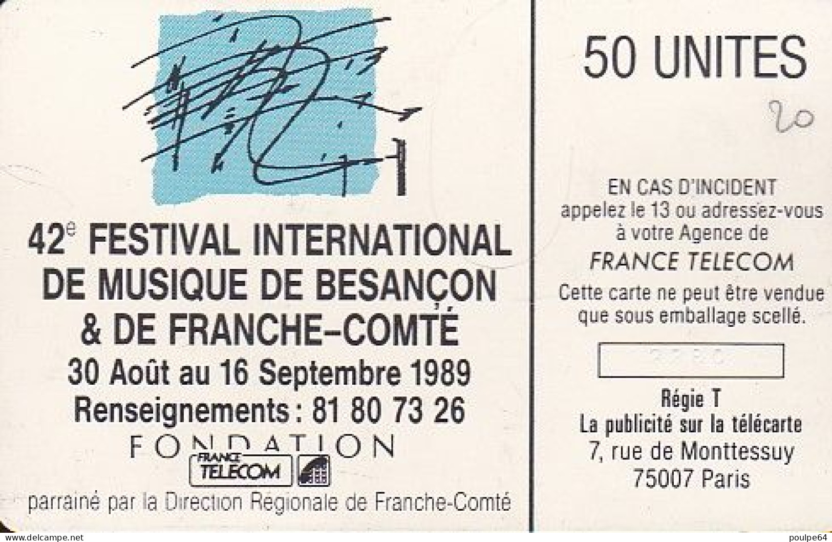 F82 07/1989 FESTIVAL DE MUSIQUE 50 SO2 - 1989