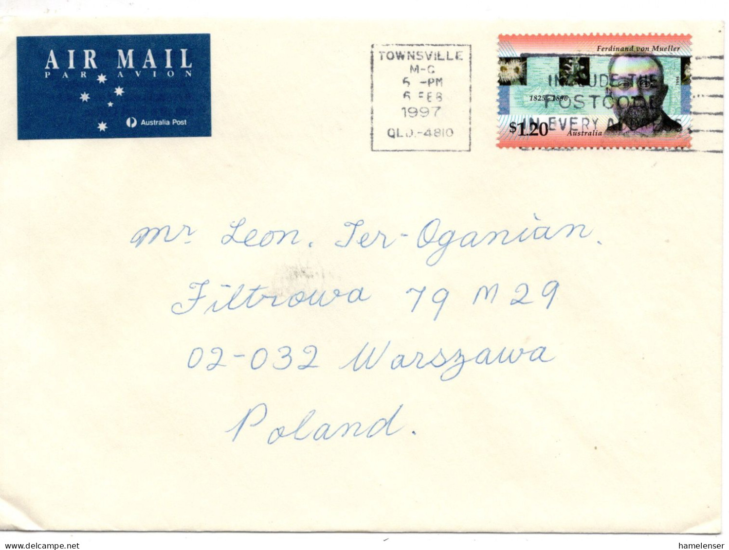 70911 - Australien - 1997 - $1,20 Von Mueller EF A LpBf TOWNSVILLE - ... -> Polen - Lettres & Documents