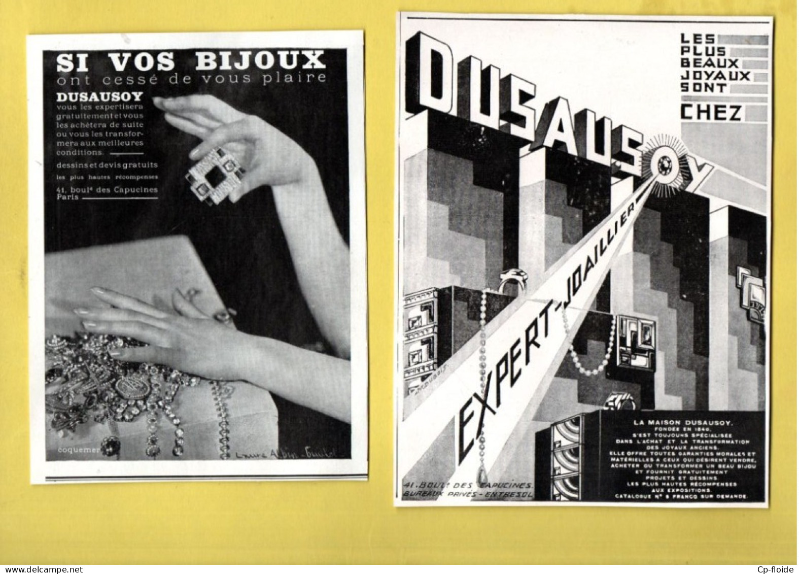 2 PUBLICITÉS . BIJOUX DUSAUSOY . EXPERT JOAILLIER - Réf. N°976F - - Autres & Non Classés