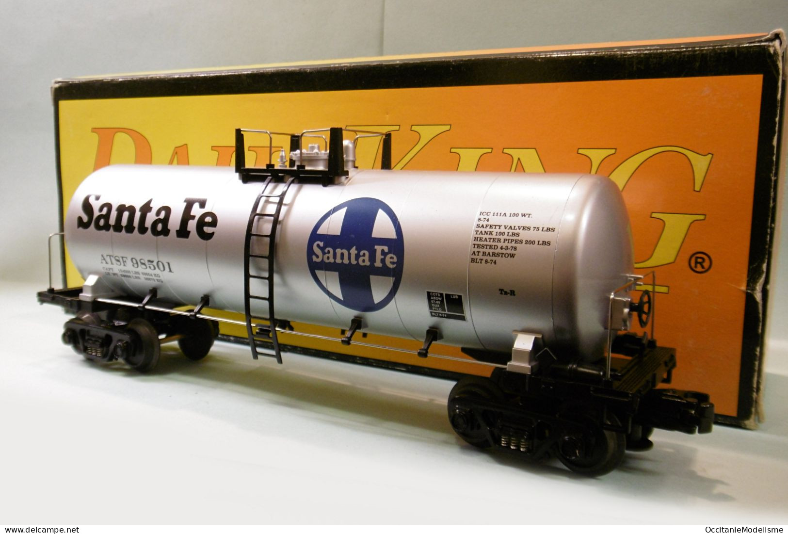 MTH Rail King - WAGON CITERNE US Santa Fe ATSF Tank Réf. 30-7352 Neuf NBO HO 1/87 - Goederenwagons