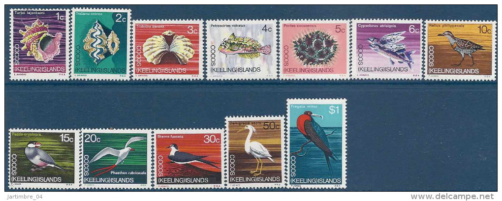 1969 Iles COCOS 8-19**  Animaux, Oiseaux, Coquillages, Poissons - Cocos (Keeling) Islands