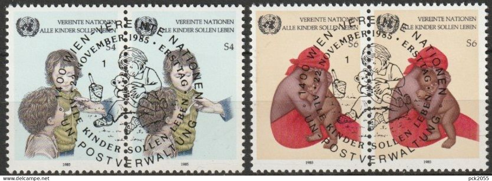 UNO Wien 1985 MiNr.53 -5 4 Paar O Gestempelt  UNICEF Gegen Kindersterblichkeit ( 2332) - Oblitérés