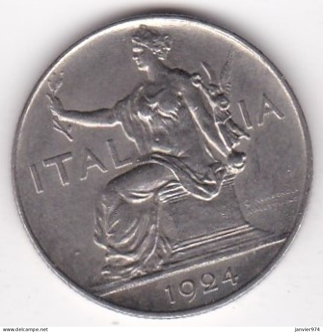 Italie Buono Da 1 Lire 1924 Vittorio Emmanuel III , En Nickel , KM# 62 - 1900-1946 : Victor Emmanuel III & Umberto II