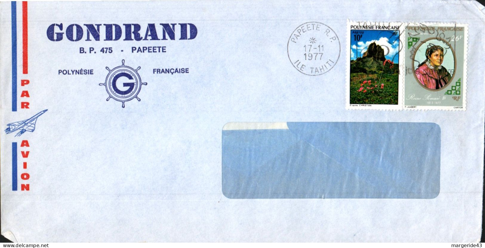 POLYNESIE AFFRANCHISSEMENT COMPOSE SUR LETTRE POUR LA FRANCE 1977 - Covers & Documents