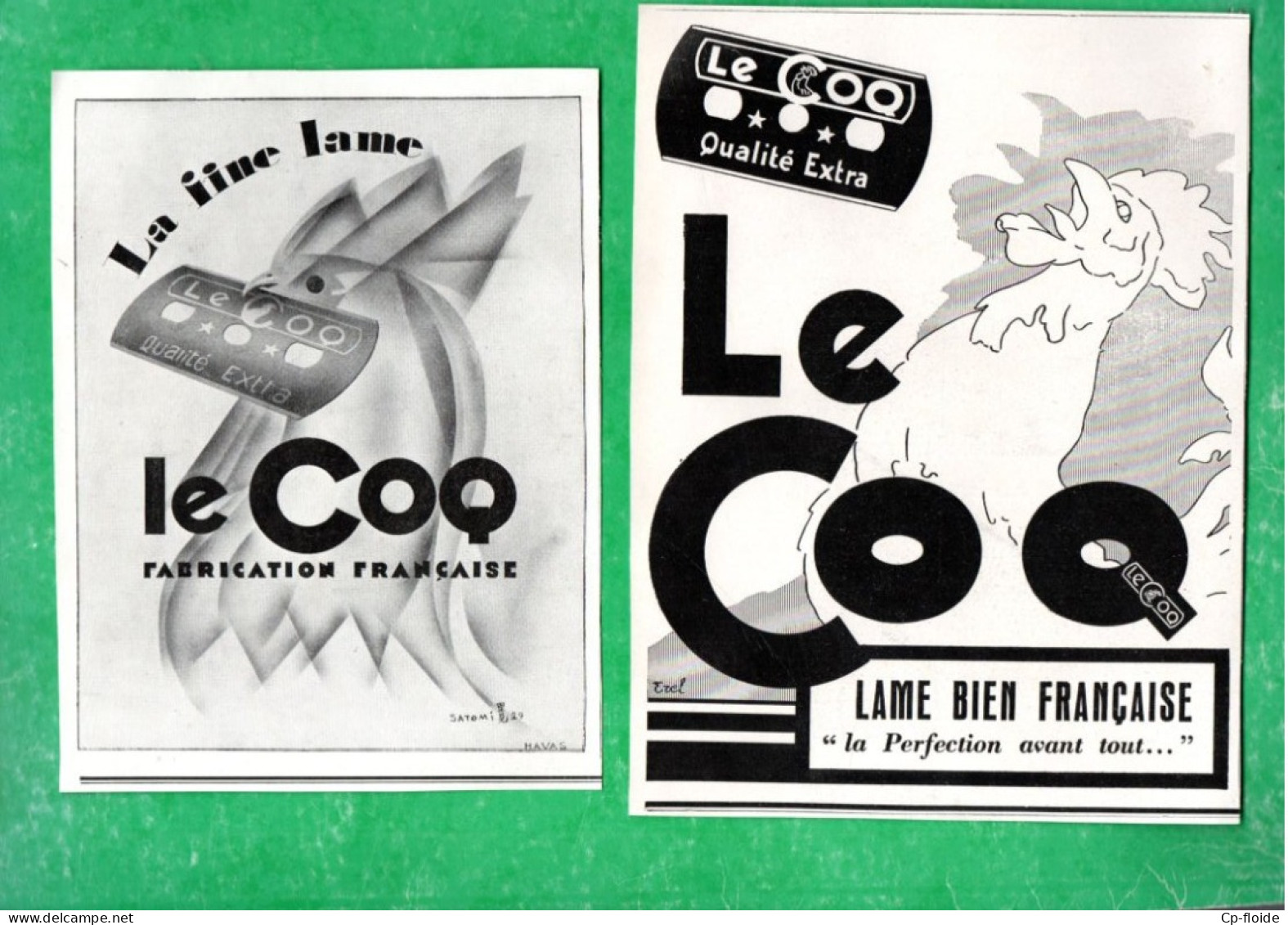 2 PUBLICITÉS . COSMÉTIQUE . " LA FINE LAME LE COQ " . LAME DE RASOIR BIEN FRANÇAISE - Réf. N°981F - - Sonstige & Ohne Zuordnung