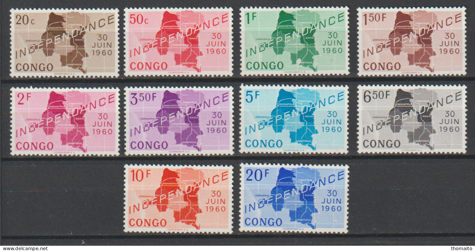 RDC - OBP/COB 372-381 - Indépendance - MH - Unused Stamps