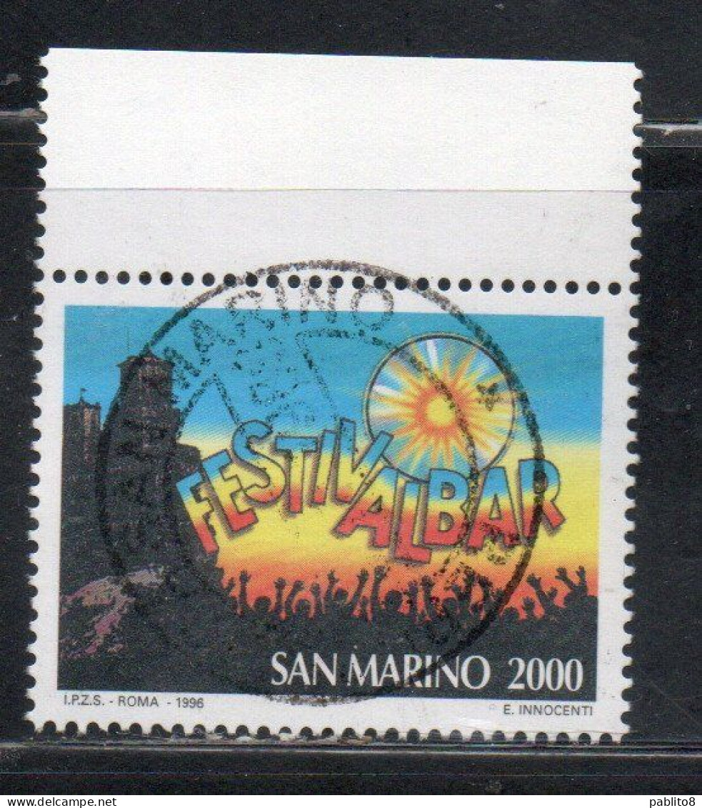 REPUBBLICA DI SAN MARINO 1996 FESTIVALBAR LIRE 2000 USATO USED OBLITERE' - Usati