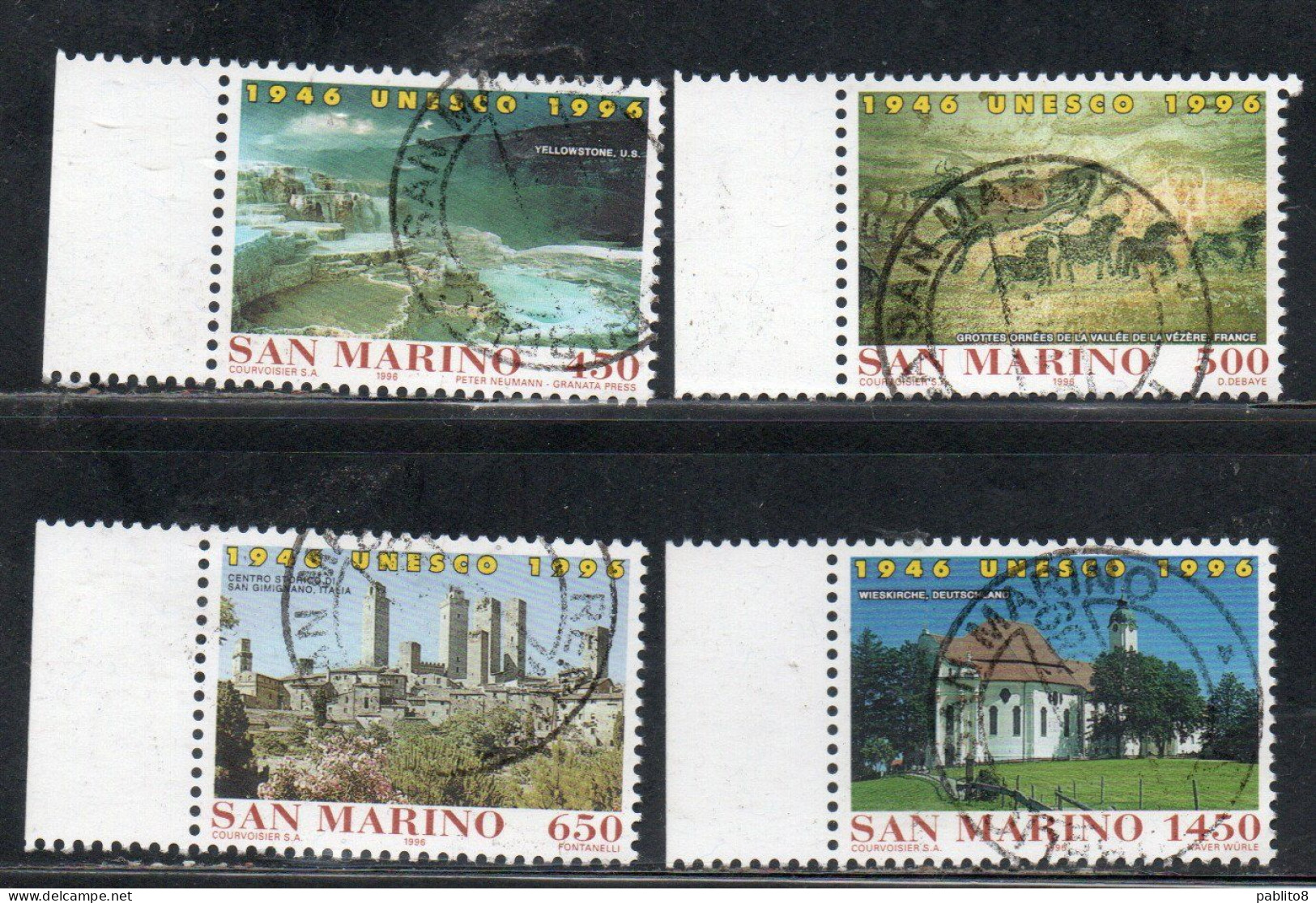 REPUBBLICA DI SAN MARINO 1996 UNESCO 50° ANNIVERSARIO ANNIVERSARY SERIE COMPLETA COMPLETE SET USATA USED OBLITERE' - Gebraucht