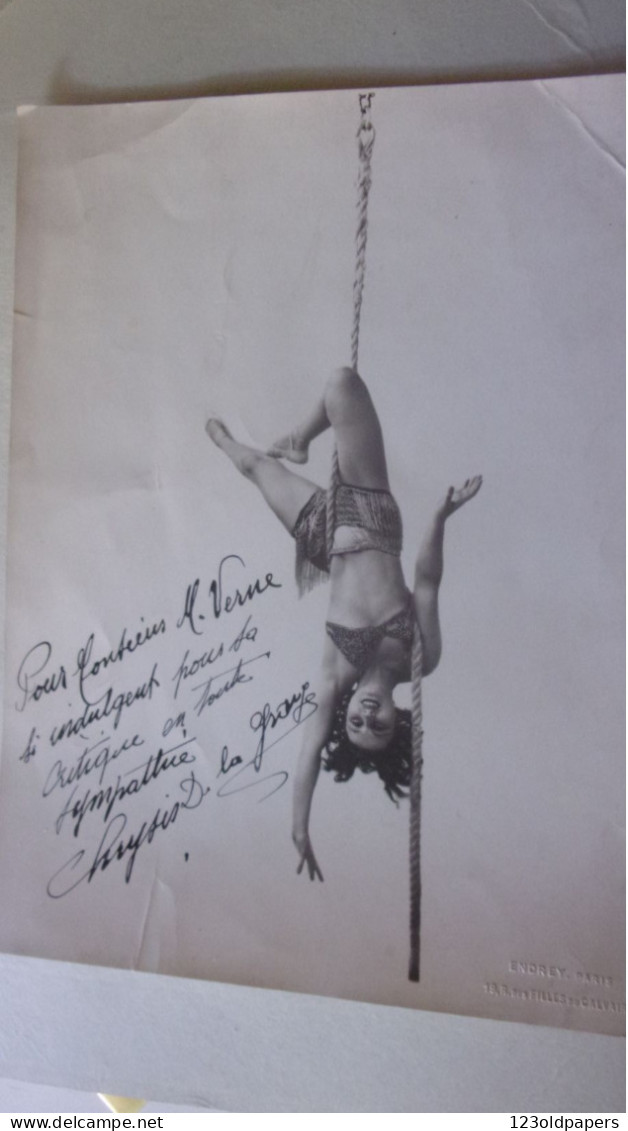 Photo Envoi Dedicace PAR EINDREY PARIS DE CHRYSIS DELAGRANGE Reine De La Corde Lisse CIRQUE D HIVER 1934 ENVIRON 17.5/23 - Famous People