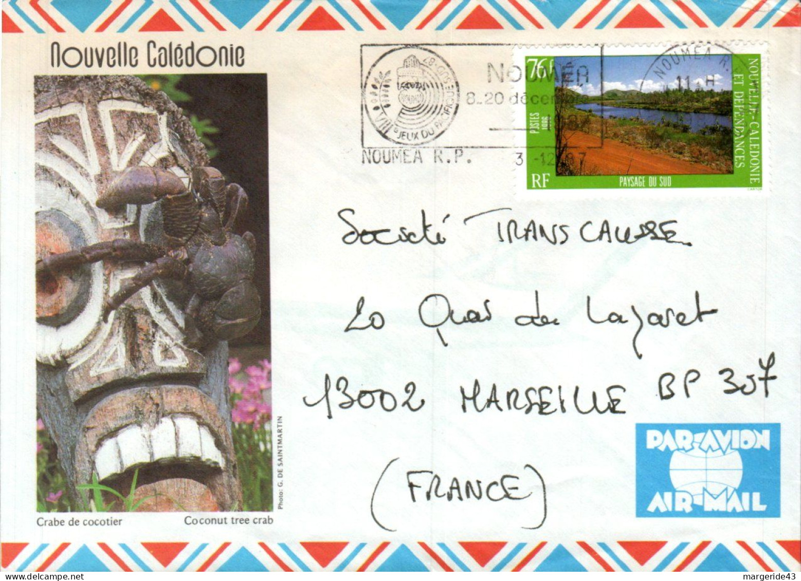 NOUVELLE CALEDONIE SEUL SUR LETTRE AVION POUR LA FRANCE 1984 - Cartas & Documentos