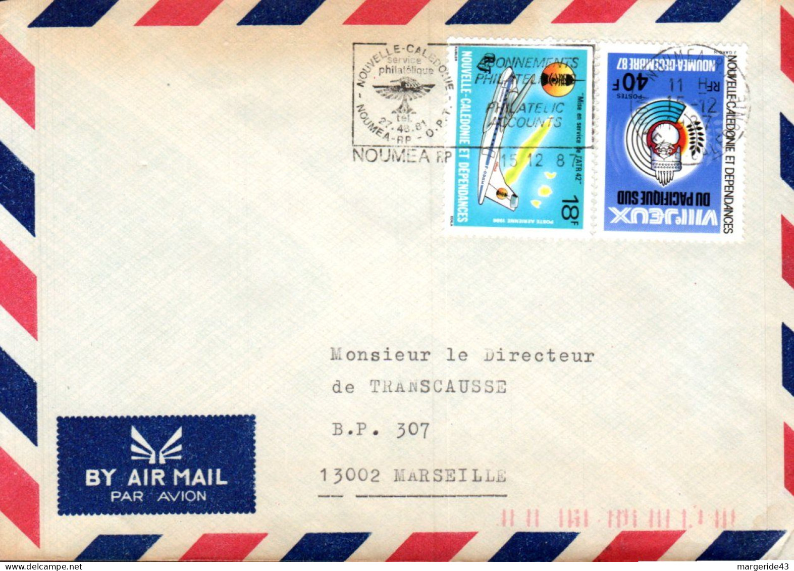 NOUVELLE CALEDONIE AFFRANCHISSEMENT COMPOSE SUR LETTRE POUR LA FRANCE 1987 - Storia Postale