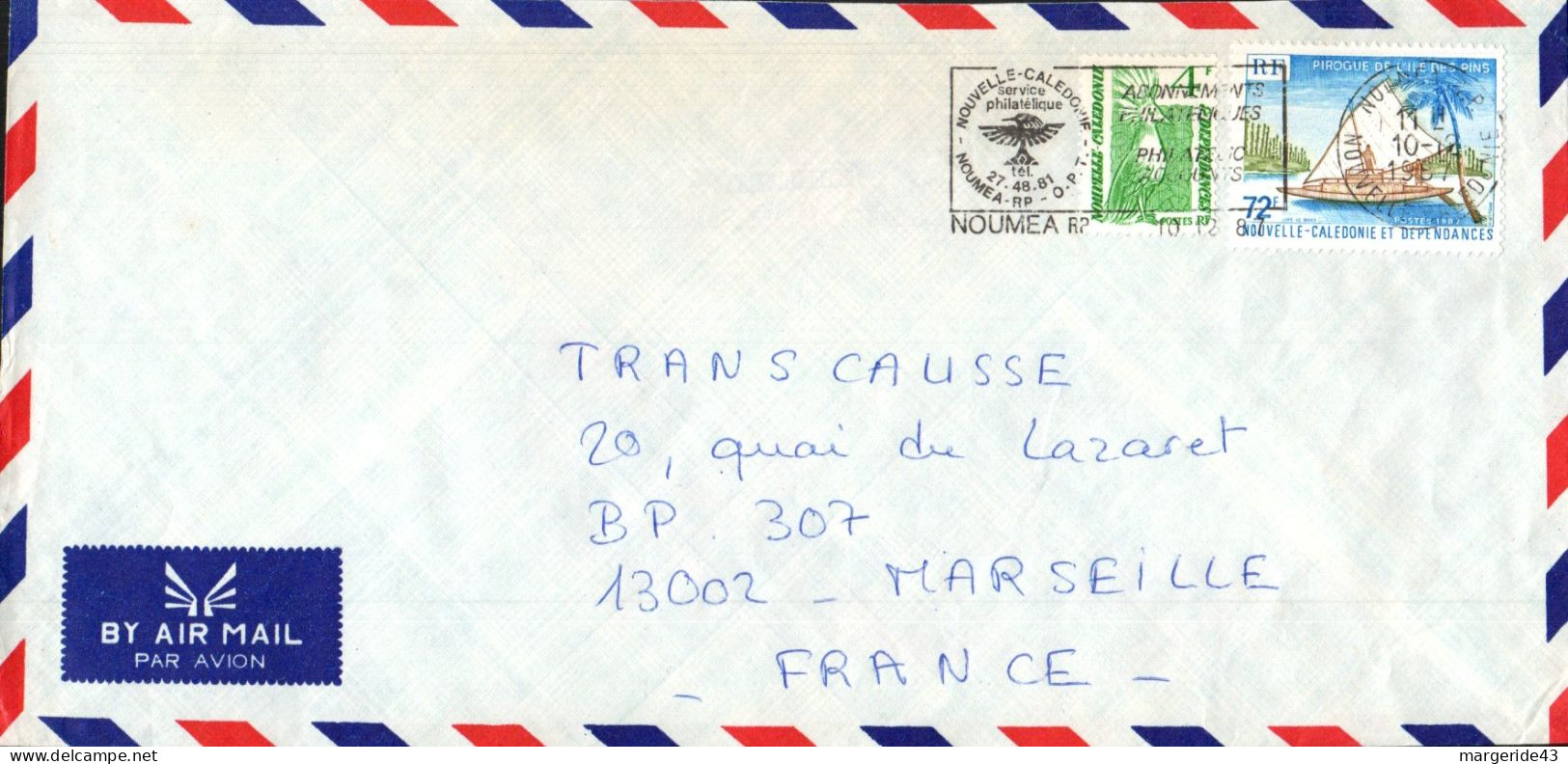 NOUVELLE CALEDONIE AFFRANCHISSEMENT COMPOSE SUR LETTRE POUR LA FRANCE 1987 - Covers & Documents