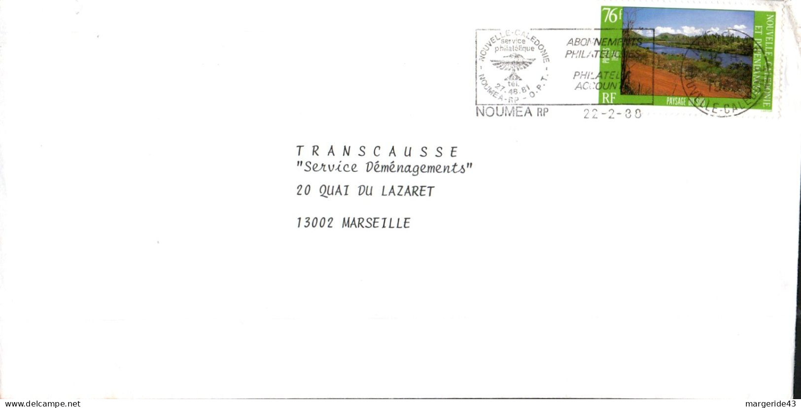 NOUVELLE CALEDONIE SEUL SUR LETTRE POUR LA FRANCE 1988 - Covers & Documents