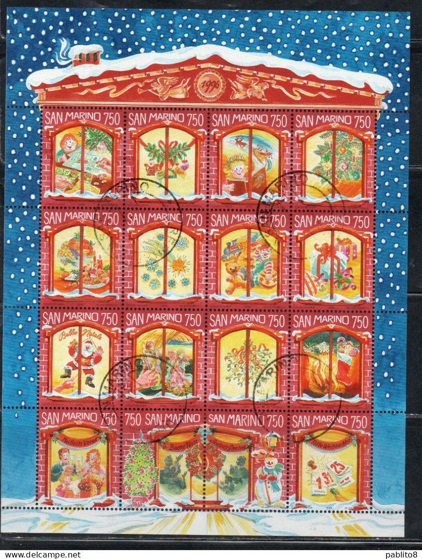 REPUBBLICA DI SAN MARINO 1996 NATALE CHRISTMAS NOEL WEIHNACHTEN NAVIDAD BLOCCO FOGLIETTO BLOCK SHEET USATA USED OBLITERE - Used Stamps
