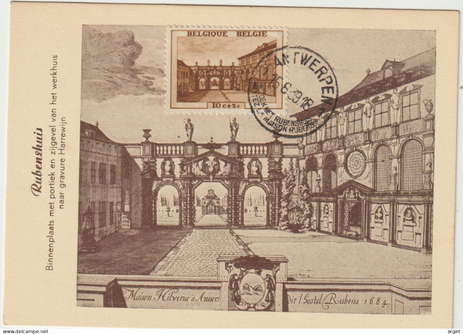 Carte Maximum BELGIQUE N°Yvert 504 (RUBENS) Obl Sp Rubens 1939 (Maison De Rubens à Anvers Par Harrewiljn) - 1934-1951