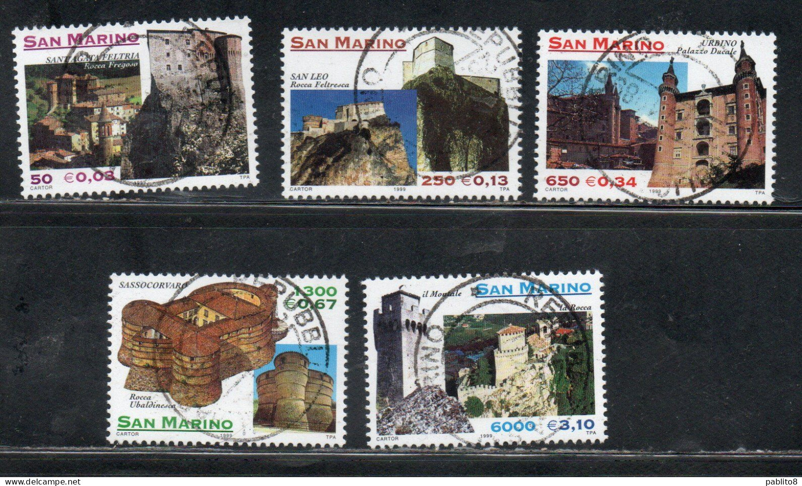REPUBBLICA DI SAN MARINO 1999 ARCHITETTURA DEL MONTEFELTRO SERIE COMPLETA COMPLETE SET USATA USED OBLITERE' - Used Stamps