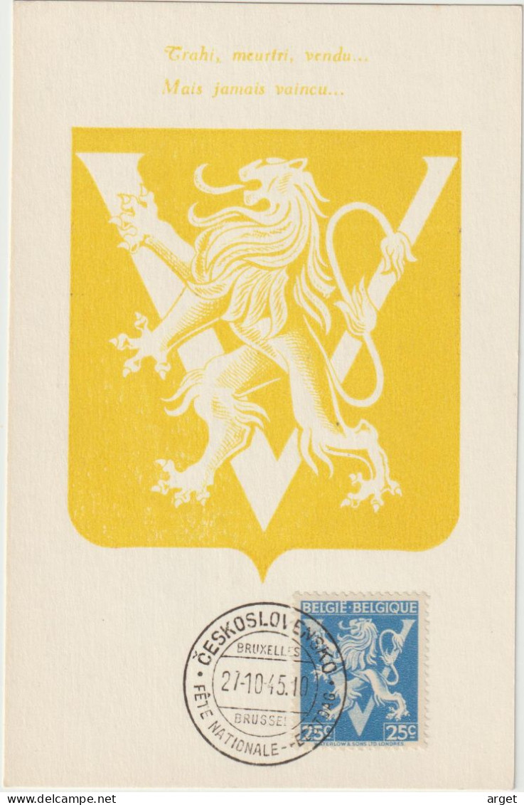 Carte Maximum BELGIQUE N°Yvert 676A (VICTOIRE - LIBERATION) Obl Sp 1945 - 1934-1951