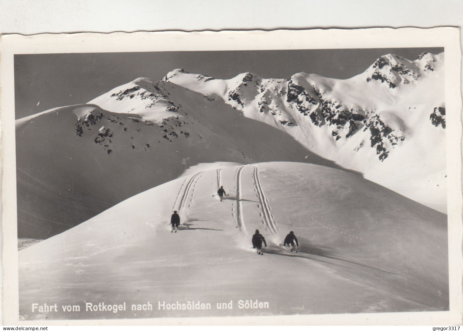 D6931) Fahrt Vom ROTKOGEL Nach HOCHSÖLDEN U. SÖLDEN - Skifahrer Im Tiefschnee - Sölden