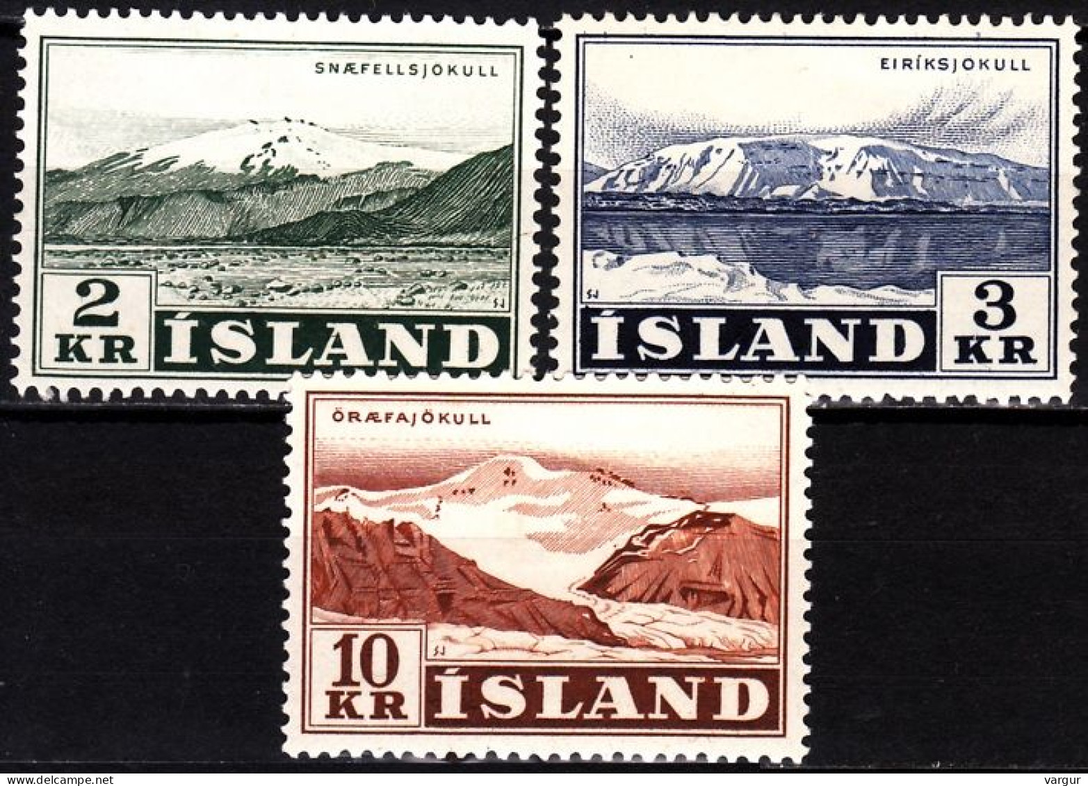 ICELAND / ISLAND 1957 Definitive: Landscapes, Glaciers. Complete Set, MNH - Protection De L'environnement & Climat