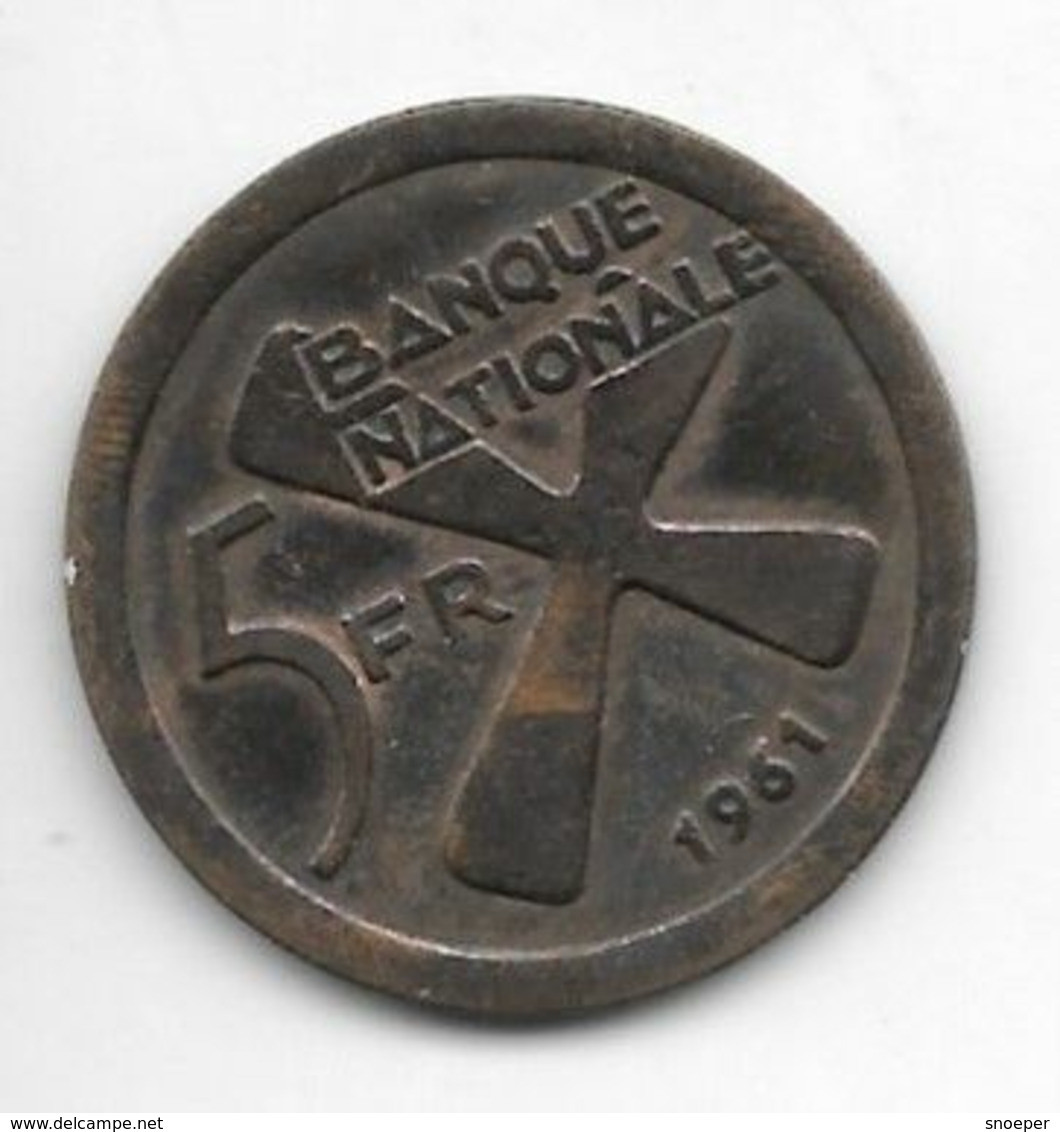 *belgian Congo  Katanga  5 Francs 1961 Km 2  Xf+ - 1945-1951: Reggenza