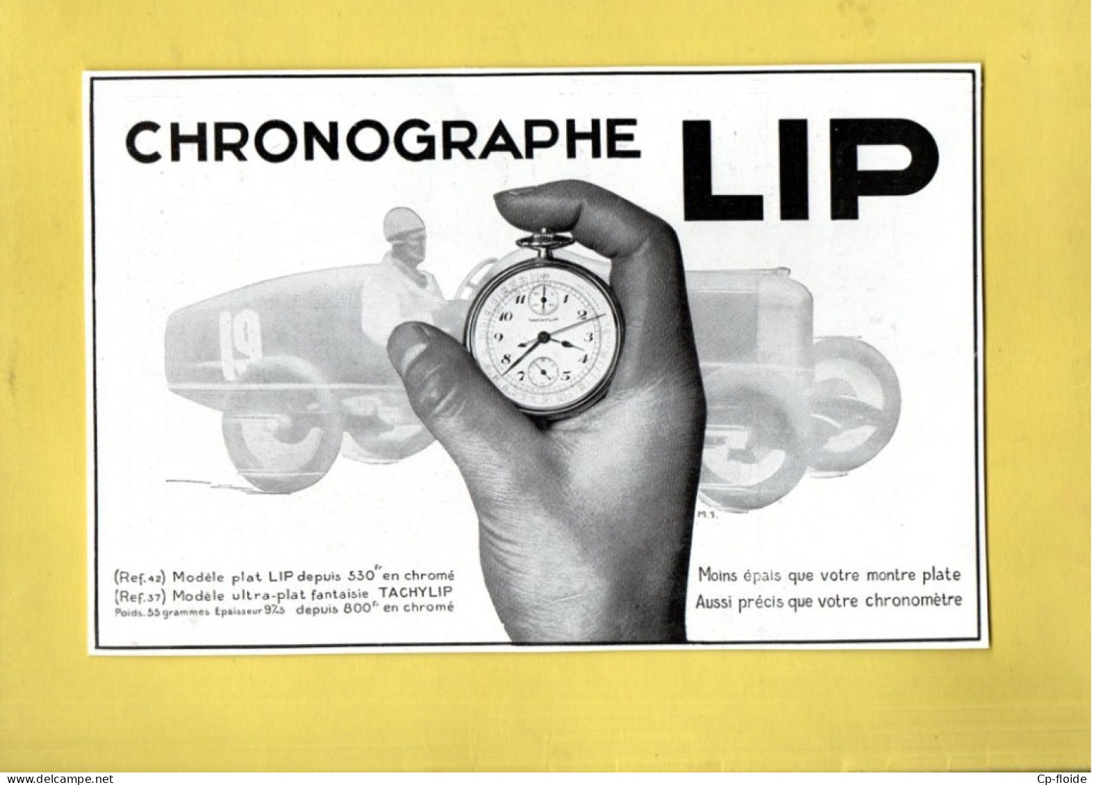 PUBLICITÉ . HORLOGERIE . " CHRONOGRAPHE LIP "  - Réf. N°195P - - Andere & Zonder Classificatie