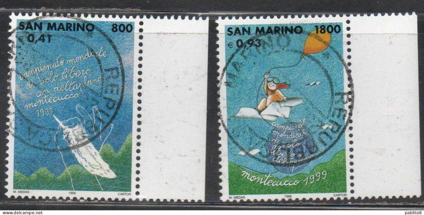 REPUBBLICA DI SAN MARINO 1999 VOLO LIBERO SERIE COMPLETA COMPLETE SET USATA USED OBLITERE' - Used Stamps