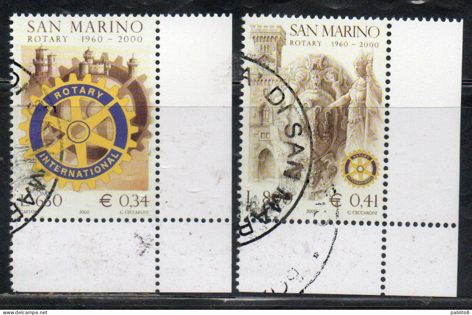 REPUBBLICA DI SAN MARINO 2000 ROTARY CLUB SERIE COMPLETA COMPLETE SET USATA USED OBLITERE' - Gebruikt