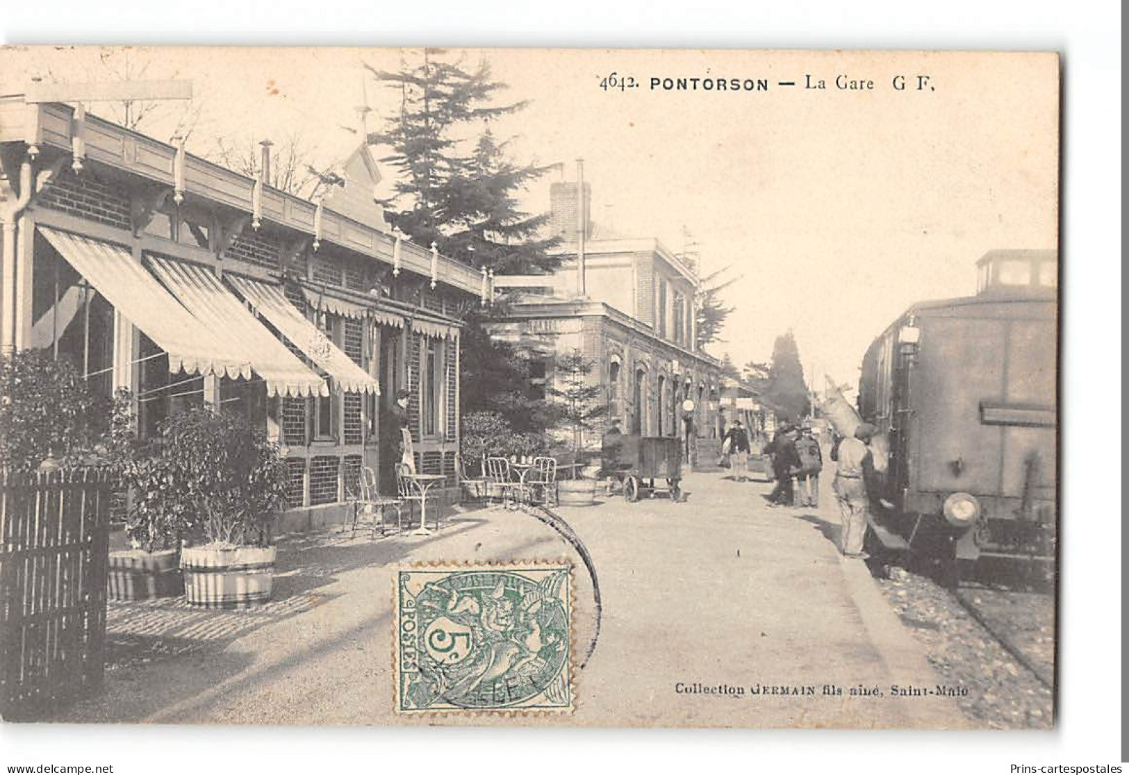 CPA 50 Pontorson La Gare Train Tramway - Pontorson