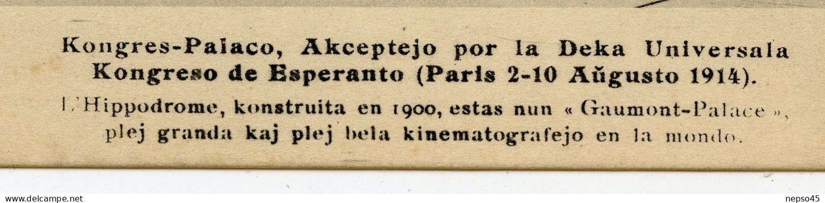 .Universala Kongreso de esperanto Paris 2-10 augusto 1914.Gaumont-Palace.langue internationale 120 pays dans le monde.