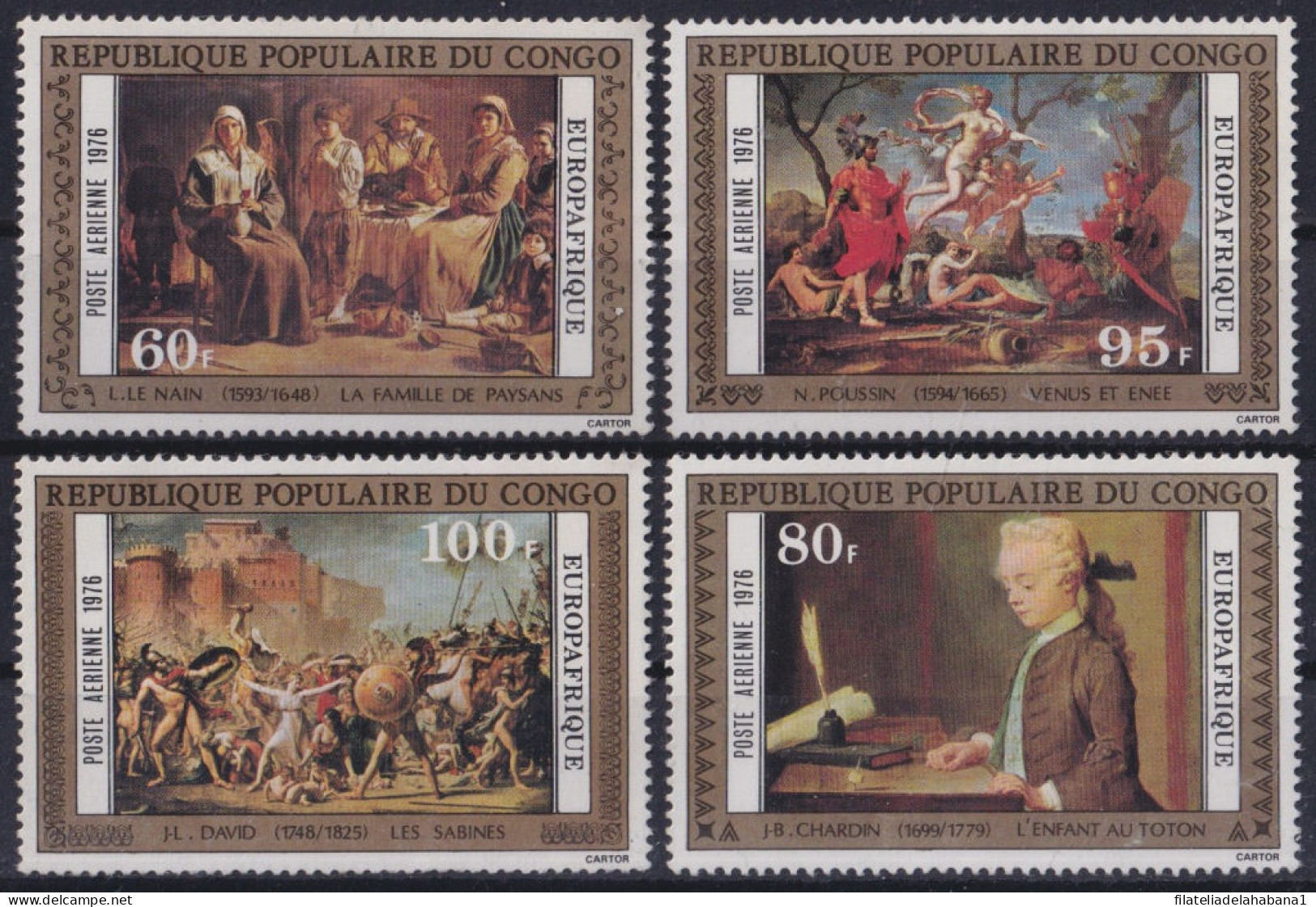 F-EX44153 CONGO MNH 1973 ART PAINTING DAVID CHARDIN POUSSIN LE NAIN. - Unused Stamps