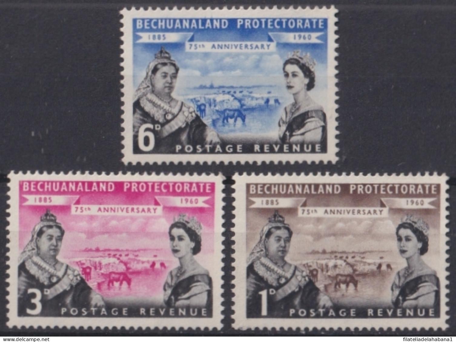 F-EX44611 BECHUANALAND MNH 1960 75th ANNIV OF STAMPS.  - 1885-1964 Bechuanaland Protettorato