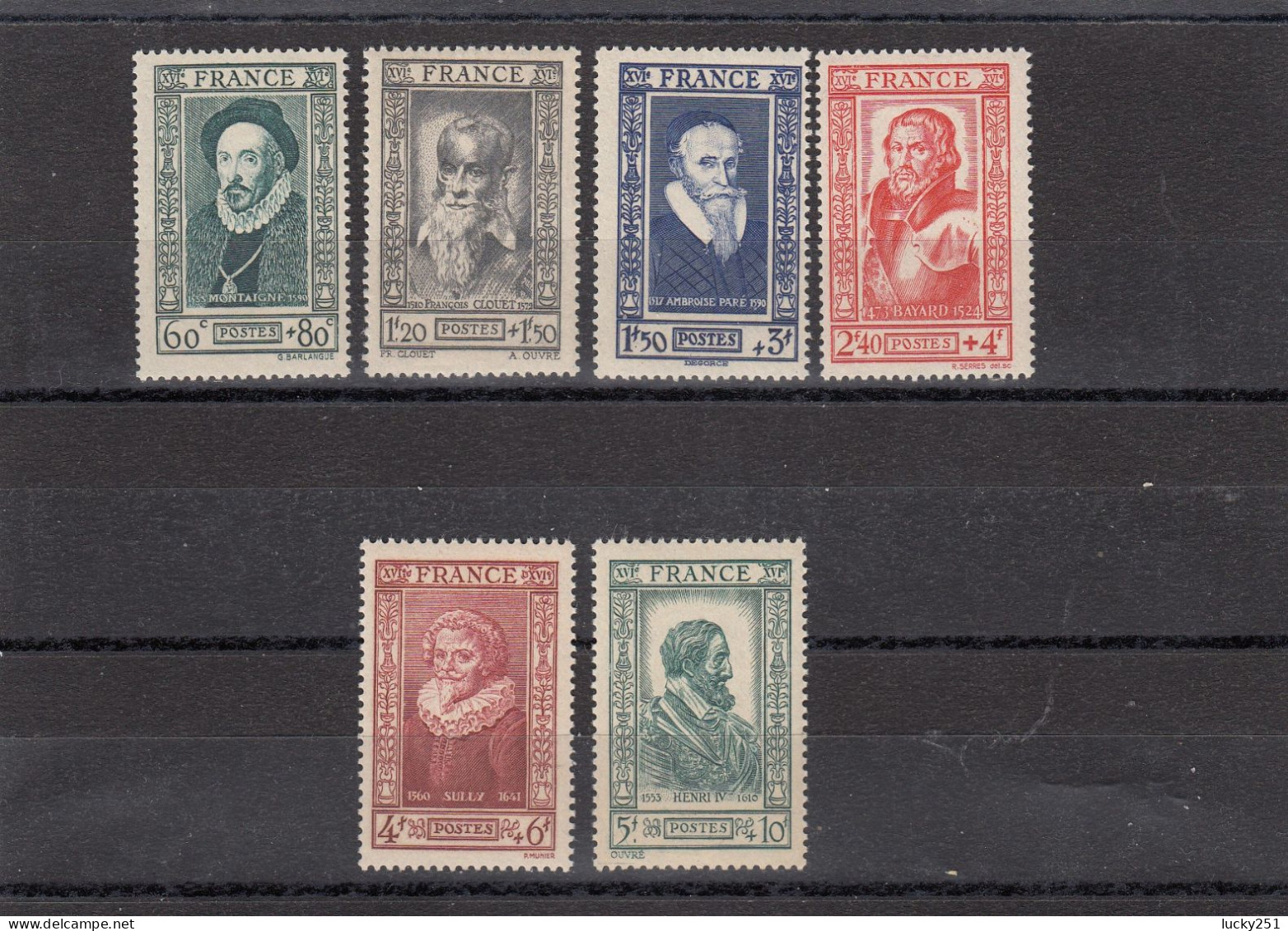 France - Année 1943 - Neuf** - N°YT 587/92** - Célébrités Du XVIè Siècle - Unused Stamps