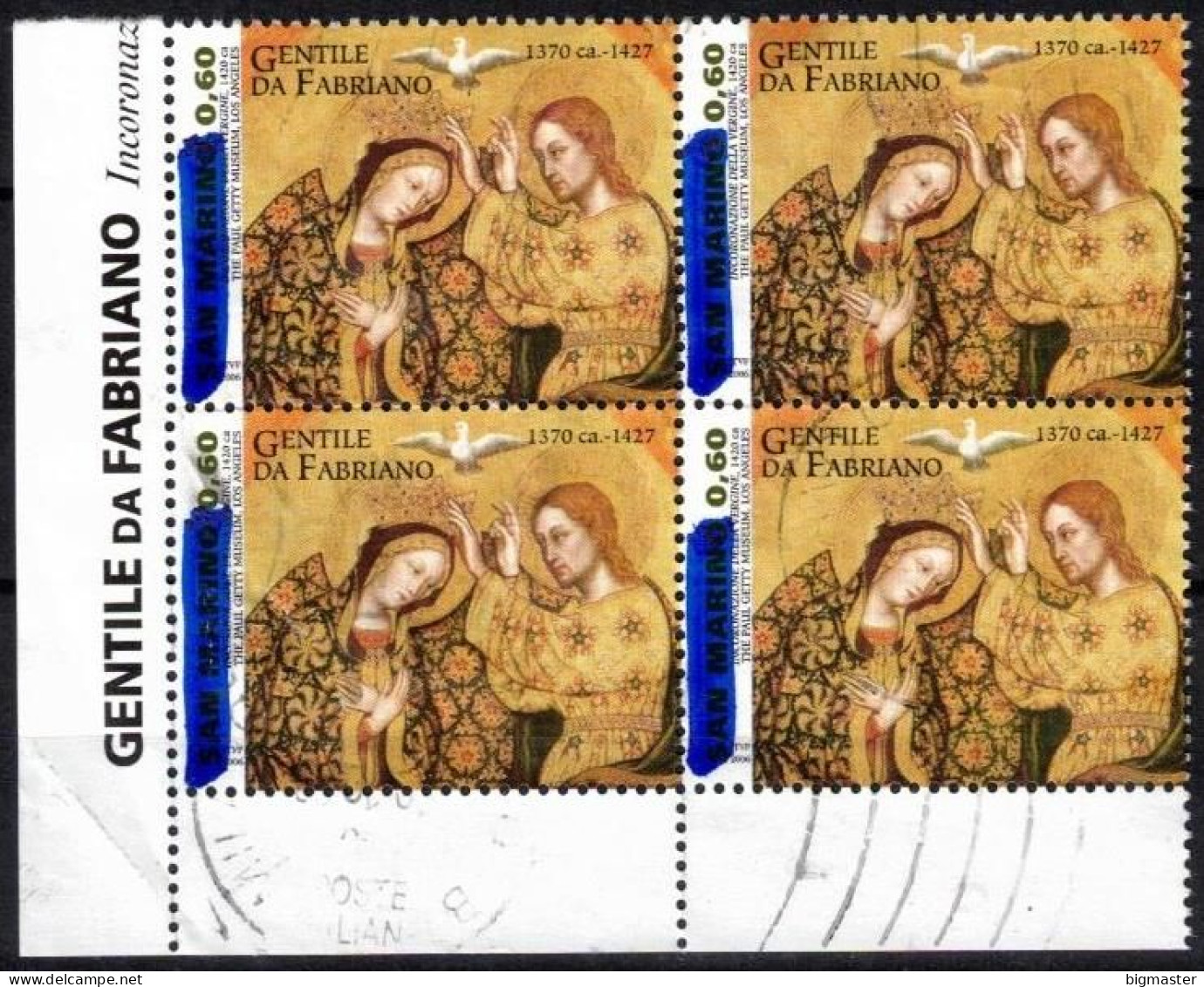 Rsm 2006 Sm 2100 Gentile Da Fabriano Usato  Poste Italiane Quartina - Used Stamps