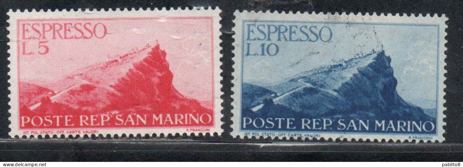 SAN MARINO 1945 1946 ESPRESSI VEDUTA SPECIAL DELIVERY VIEW SERIE COMPLETA COMPLETE SET MNH - Timbres Express