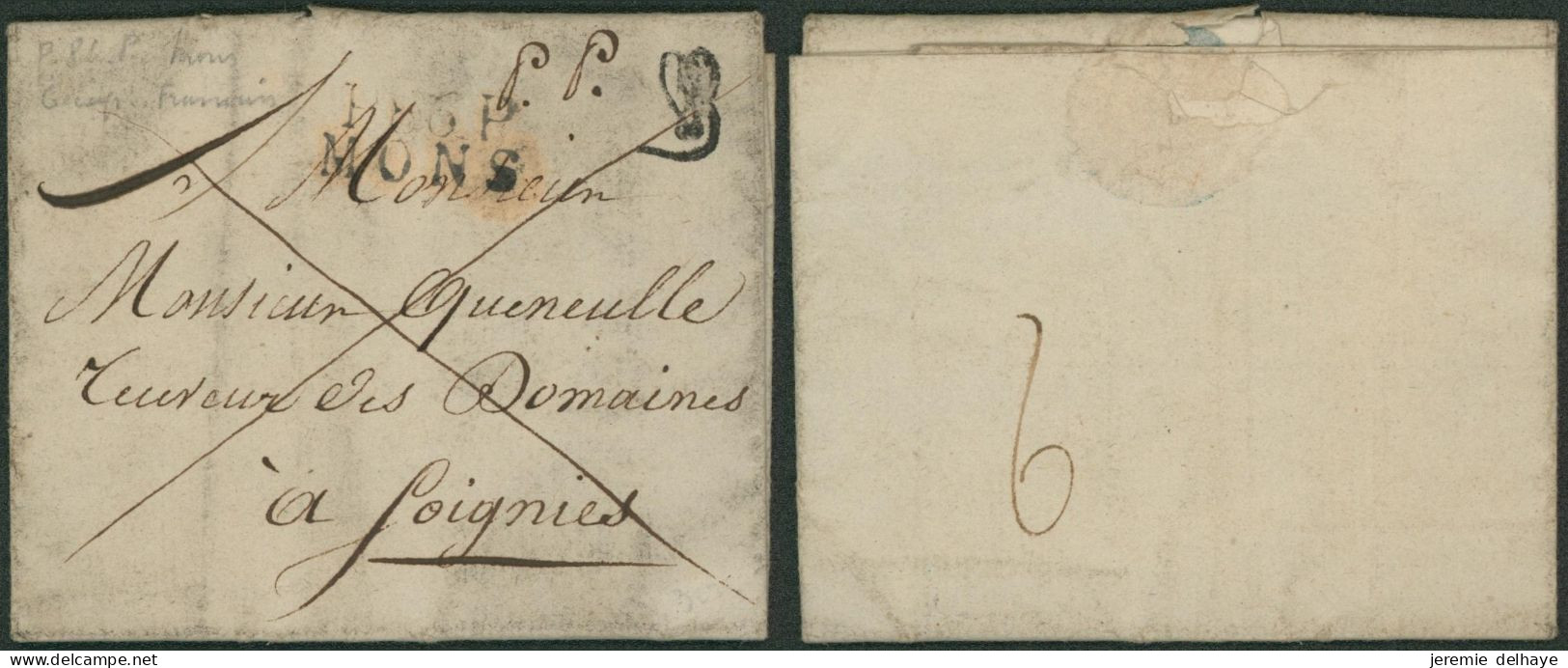 Précurseur - LAC Daté De Mons (1813) + Obl Linéaire Noir P86P / MONS + P.P. (à La Plume) > Soignies - 1794-1814 (Periodo Francese)