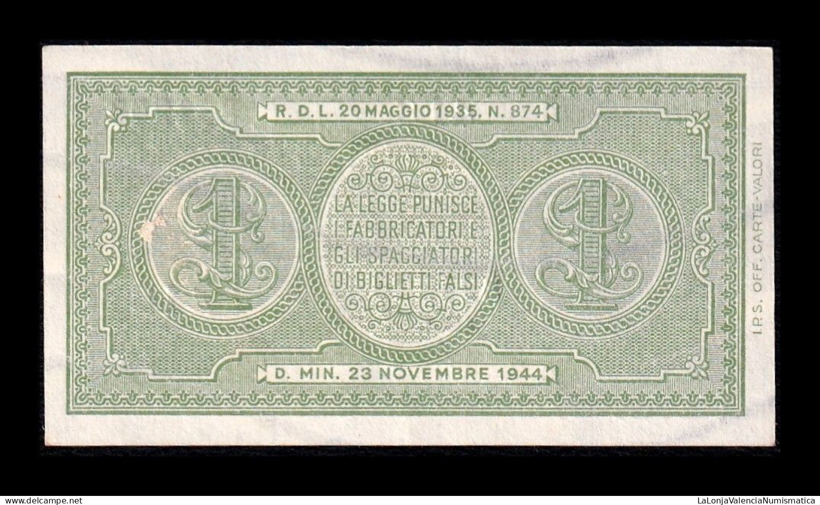 Italia Italy 1 Lira 1935 Pick 29b Sc- AUnc - Italia – 1 Lira