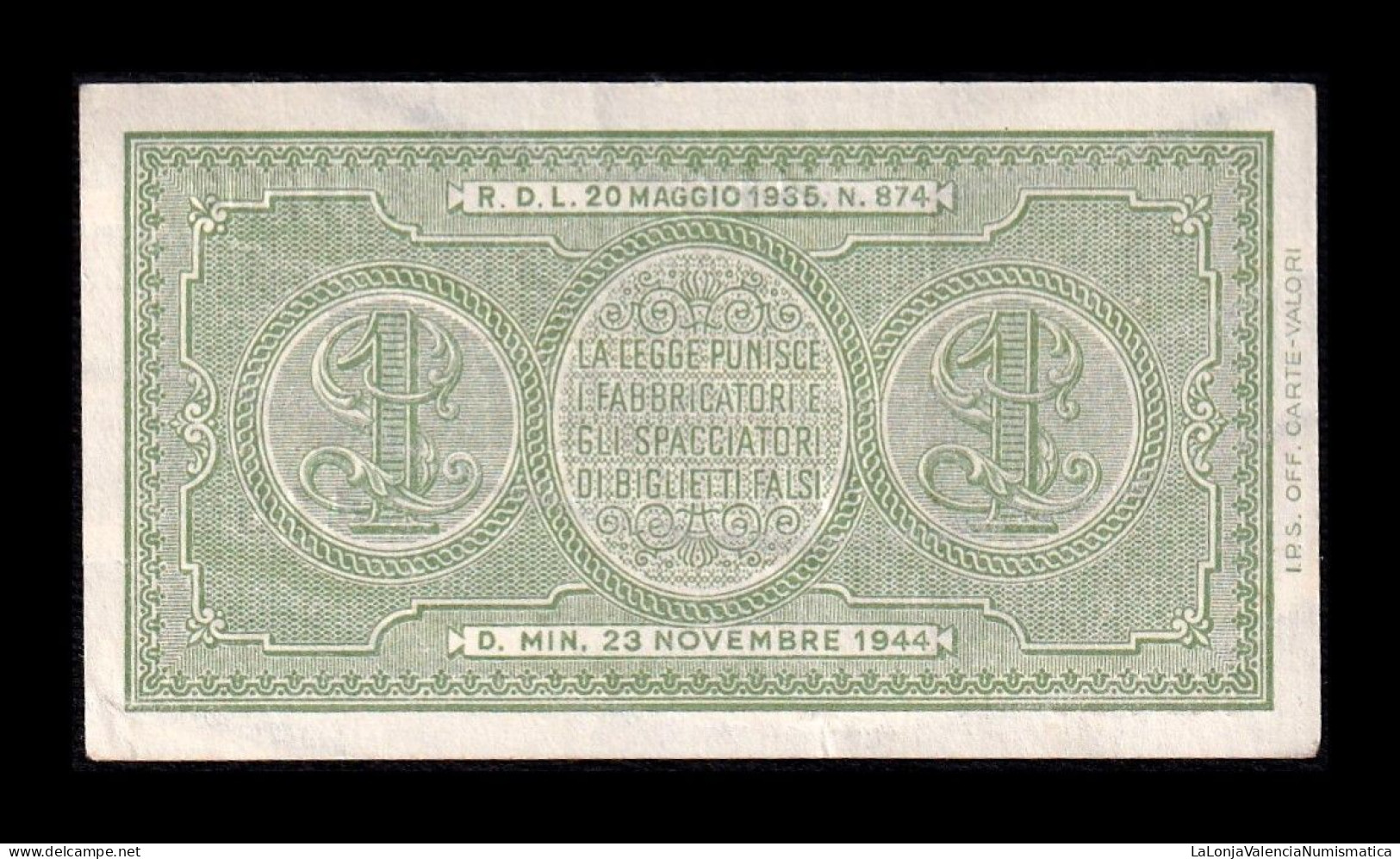 Italia Italy 1 Lira 1935 Pick 29b Sc- AUnc - Italia – 1 Lira