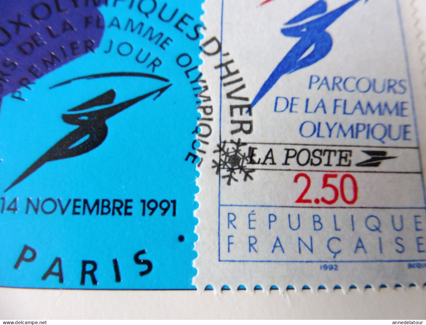 Carte Postale XVIe JEUX OLYMPIQUES D'HIVER Datée Au 14 Nov 1991 , Timbre : Parcours De La Flamme Olympique - Athlétisme