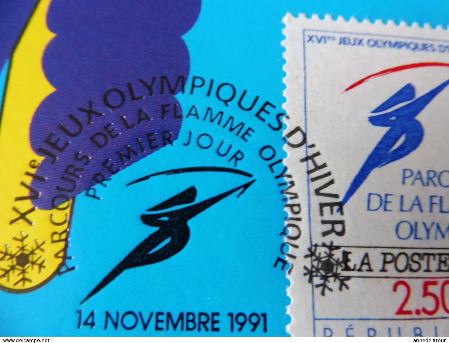 Carte Postale XVIe JEUX OLYMPIQUES D'HIVER Datée Au 14 Nov 1991 , Timbre : Parcours De La Flamme Olympique - Athlétisme