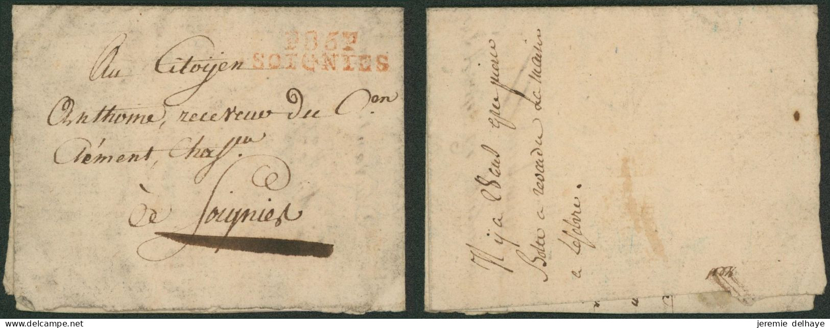 Précurseur - LAC Non Datée + Obl Linéaire P86P / Soignies (en Rouge, Non Mentionné Herlant) > Soignies - 1794-1814 (Periodo Frances)