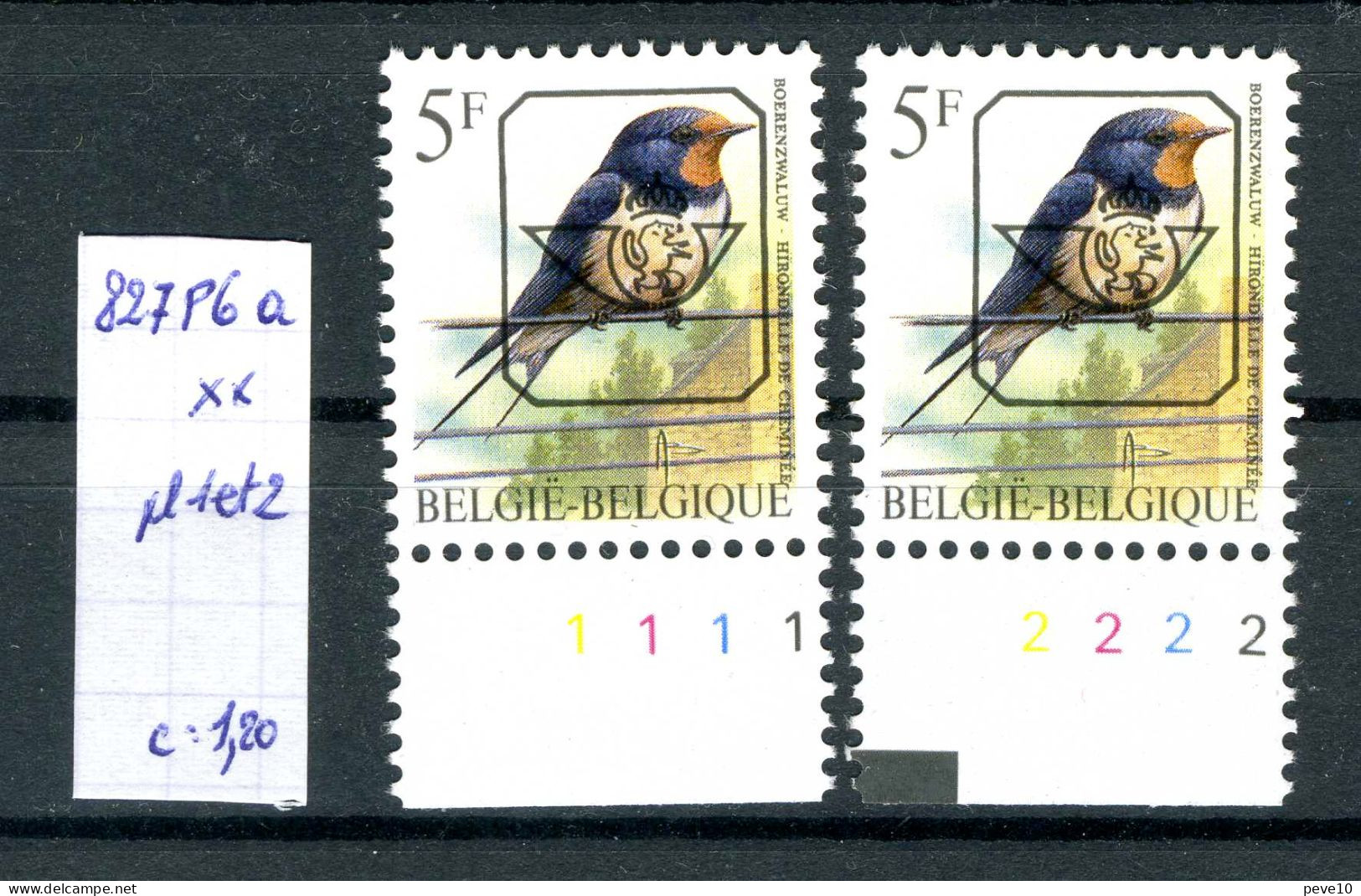 Belgique  Préos Oiseaux De Buzin N° PRE 827 P6   Planches 1 Et 2 Xx - Typos 1986-96 (Oiseaux)