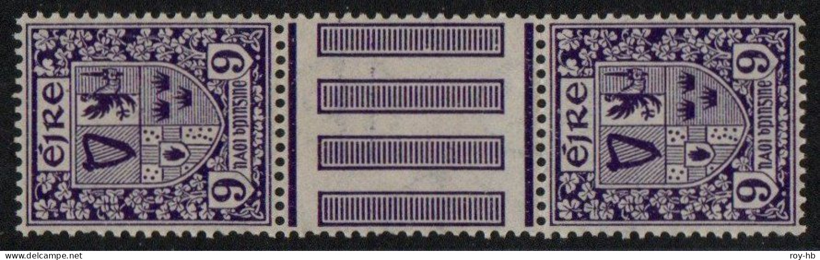 1923 Wmk. "Se" 9d Gutter Pair, Lightly Folded, Fresh Never-hinged Mint, With New BPP Cert.  Mi. 49A, SG 80, Hib. D10 Gp. - Unused Stamps