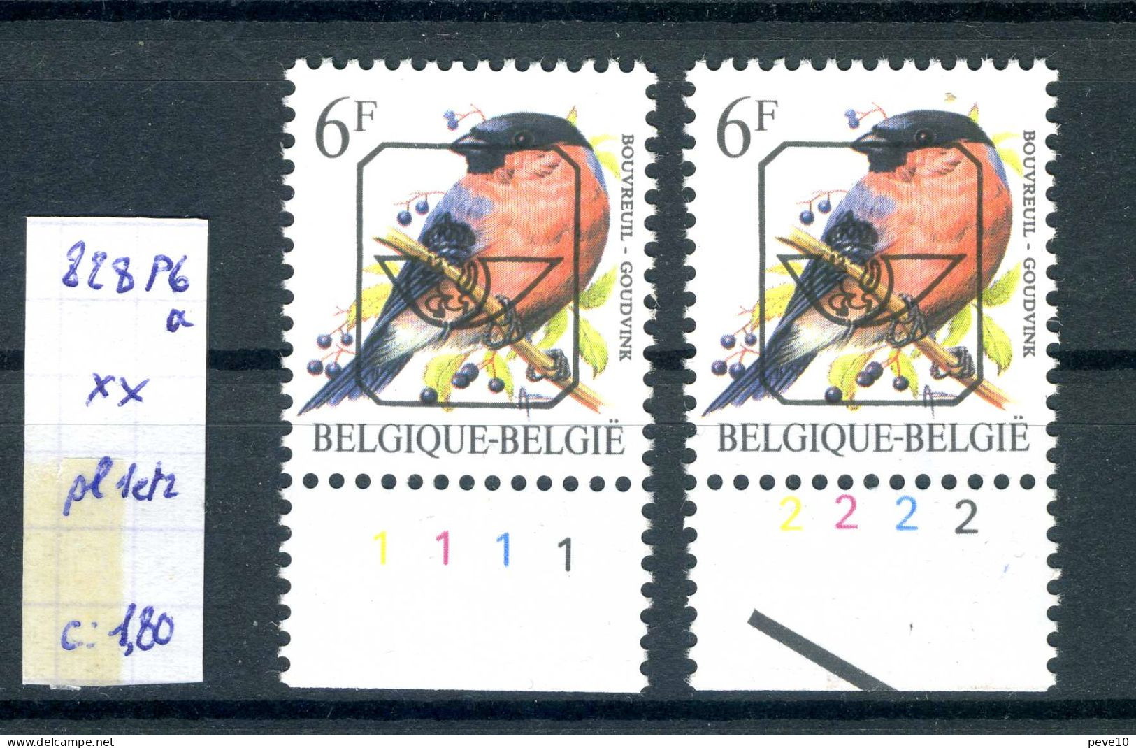 Belgique  Préos Oiseaux De Buzin N° PRE 828 P6 A       Planches 1 Et 2 Xx - Typo Precancels 1986-96 (Birds)