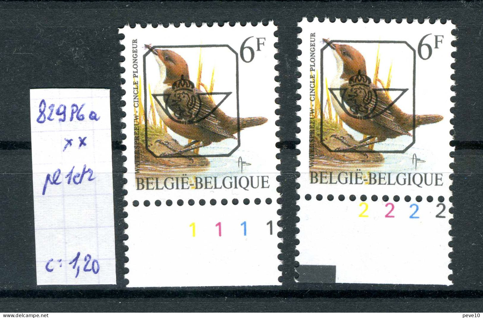 Belgique  Préos Oiseaux De Buzin N° PRE 829 P6 A       Planches 1 Et 2 Xx - Typo Precancels 1986-96 (Birds)