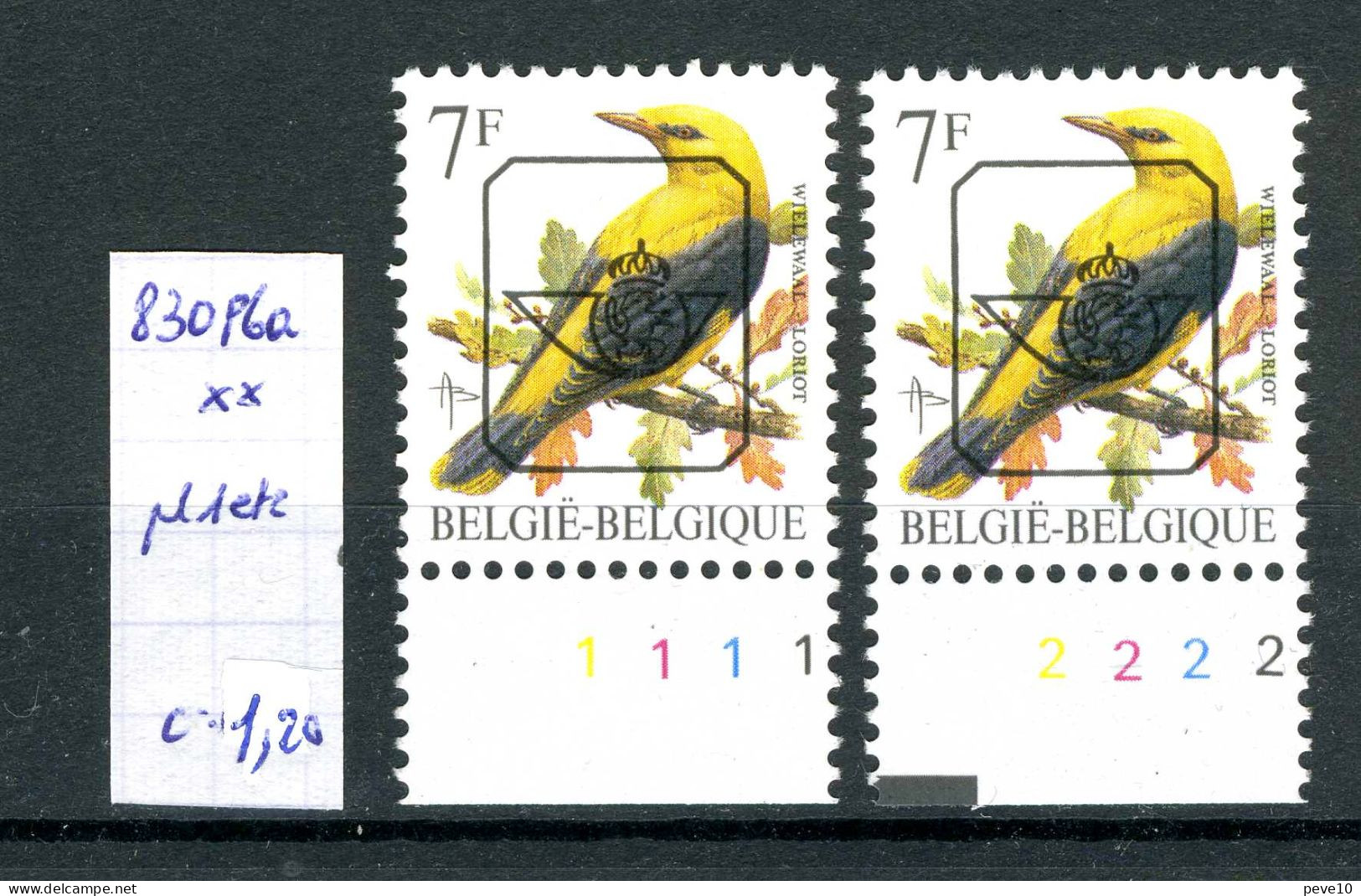 Belgique  Préos Oiseaux De Buzin N° PRE 830 P6a      Planches 1 Et 2 Xx - Typos 1986-96 (Oiseaux)