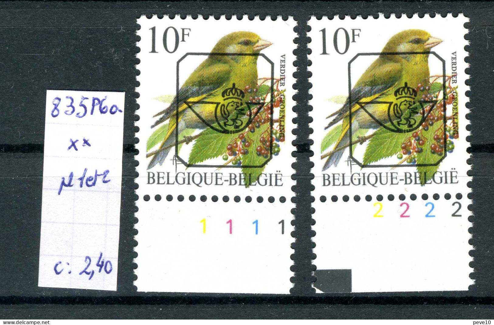 Belgique  Préos Oiseaux De Buzin N° PRE 835 P6a      Planches 1 Et 2 Xx - Tipo 1986-96 (Uccelli)