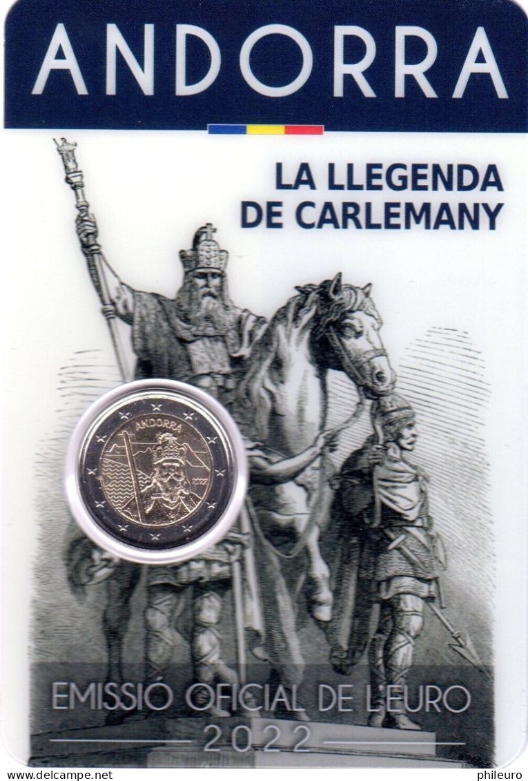 Andorre 2022 : 2€ Commémorative "Légende De Charlemagne" (en Coincard) - Dispo En France - Andorra