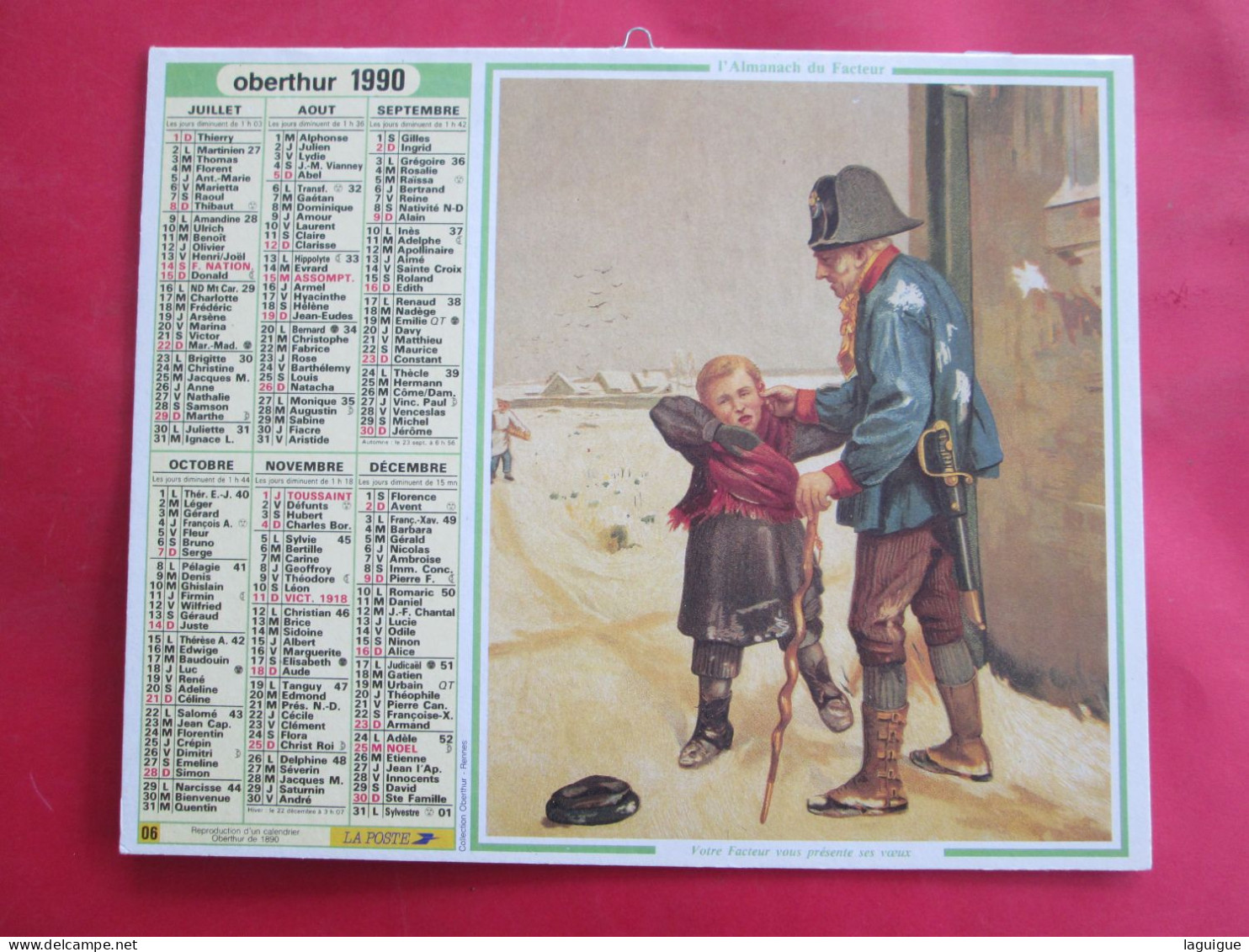 CALENDRIER ALMANACH 1990 OBERTHUR PHOTOS ANCIENNES VINTAGE MILITAIRE ENFANTS - Big : 1981-90