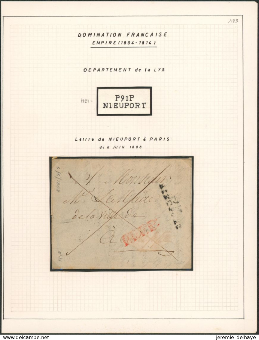 LAC Daté De Nieuport (1808) + Obl Linéaire Noir P91P / NIEUPORT > Paris + Griffe P.P.P.P. - 1794-1814 (Période Française)